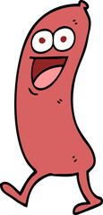 happy hand drawn doodle style cartoon sausage