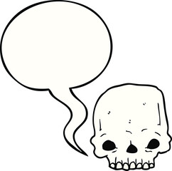 cartoon spooky skull with speech bubble