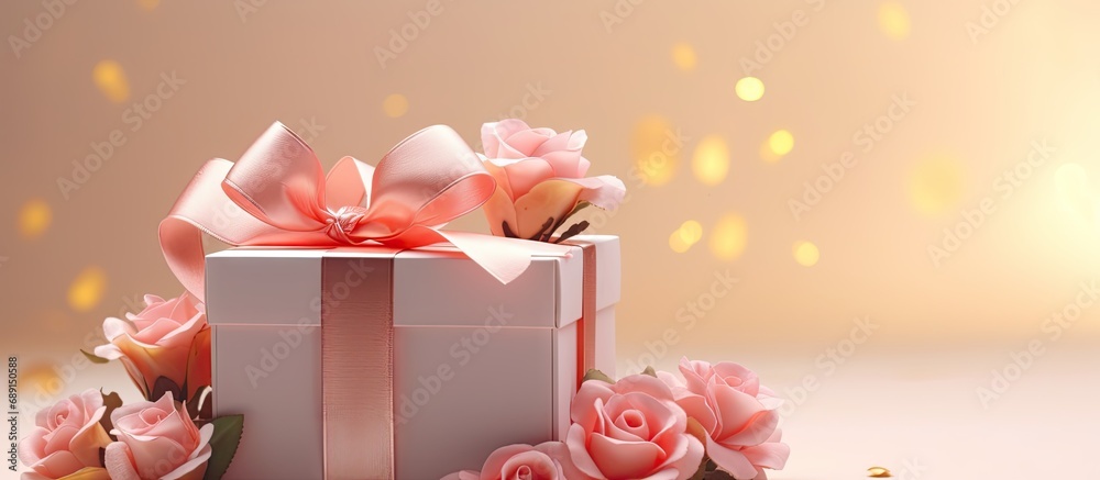 Aufkleber Concept image of a gift box with flowers for various occasions Copy space image Place for adding text or design