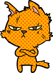 tough cartoon cat folding arms