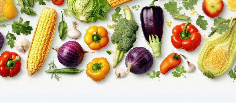Pattern of vegetables for restaurant menu smoothies bar eco market Copy space image Place for adding text or design