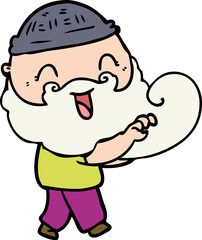 happy bearded man grabbing