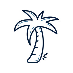 Hand drawn palm tree doodle line illustration. Palm tree doodle icon vector.