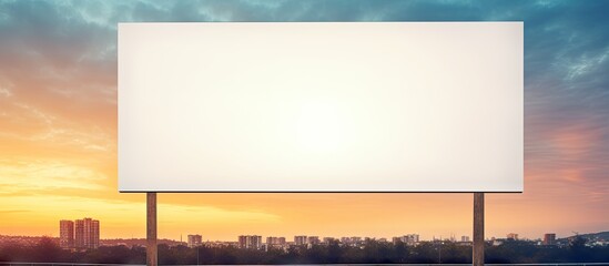 Outdoor advertising billboard for urban streets white and blank at sunset Copy space image Place for adding text or design