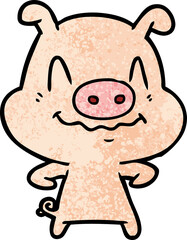 nervous cartoon pig