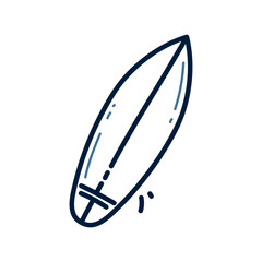 Hand drawn surfboard doodle line illustration. surfboard doodle icon vector.