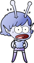 cartoon shocked alien girl