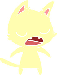 talking cat flat color style cartoon