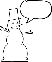 freehand drawn speech bubble cartoon snowman
