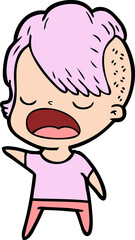 cartoon cool hipster girl talking