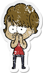 distressed sticker of a cartoon woman