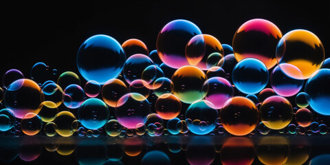 dark colorful soap bubbles background