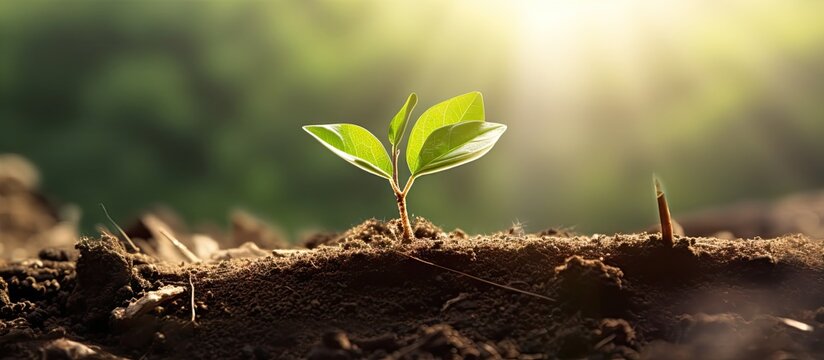 New life from seedling growing building a future with focus on new beginnings and growth Copy space image Place for adding text or design