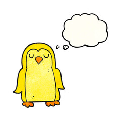 freehand drawn thought bubble textured cartoon bird