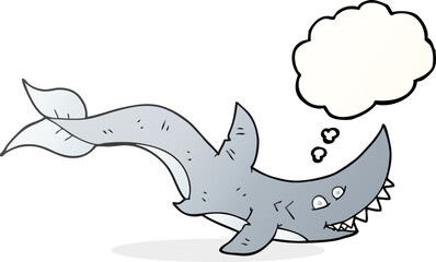 freehand drawn thought bubble cartoon shark