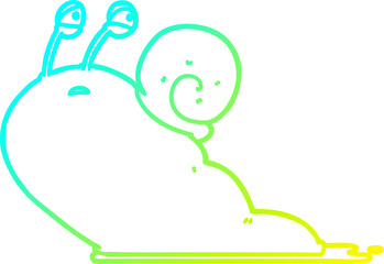 cold gradient line drawing of a cartoon slug