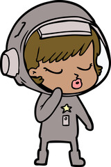 cartoon pretty astronaut girl