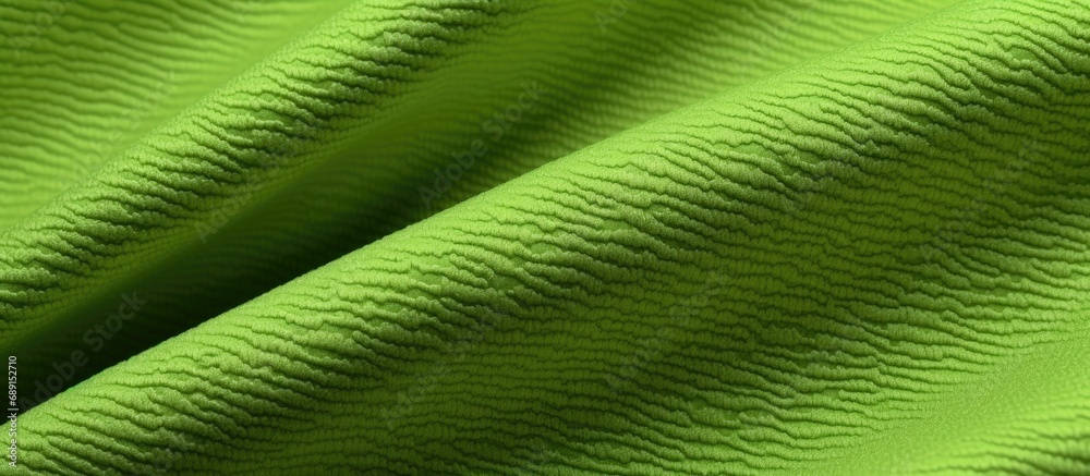 Poster Close up of a green cotton fabric with a macro texture Copy space image Place for adding text or design