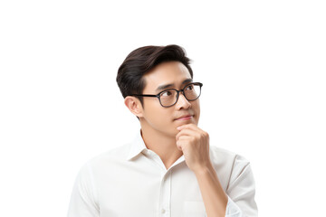 Asian Man Thinking With Decision On Transparent Background, Transparent White Background, Png.