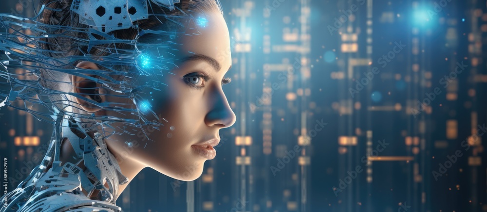 Leinwandbilder ai learning through neural networks and machine learning using 3d rendering copy space image place f