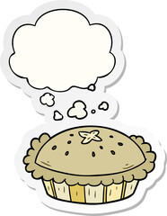 cartoon pie with thought bubble as a printed sticker