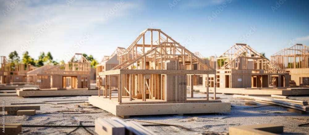 Poster Building new homes in a housing development Copy space image Place for adding text or design
