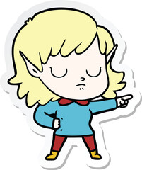 sticker of a cartoon elf girl