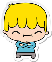 freehand drawn sticker cartoon of kawaii cute boy