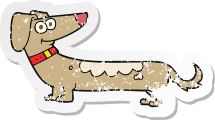 retro distressed sticker of a cartoon dog
