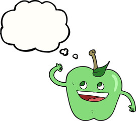 freehand drawn thought bubble cartoon apple