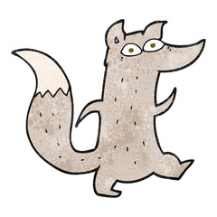 freehand textured cartoon cute wolf