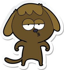 sticker of a cartoon bored dog