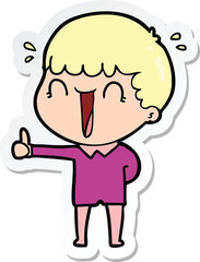 sticker of a laughing cartoon man