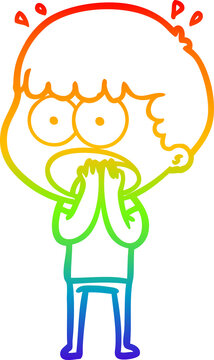 recommend clip art: rainbow gradient line drawing of a cartoon shocked man