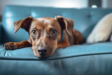 cute dozing doggy muzzle. Dog lifestyle. advertisement for pet store or pet hotel.