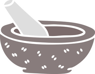 hand drawn quirky cartoon pestle and mortar
