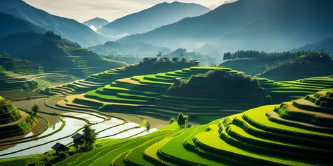 Foto op Canvas Amazing landscape of terraced rice field  © AhmadSoleh