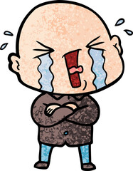 cartoon crying bald man