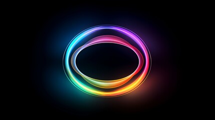 Abstract colorful neon circle on dark background. Vector illustration. Eps 10