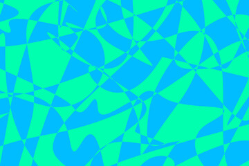 Illustration of futuristic chaotic shapes and lines of sky blue and lime green pattern