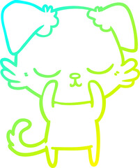 cold gradient line drawing of a cute cartoon dog