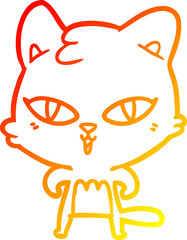 warm gradient line drawing of a cartoon cat