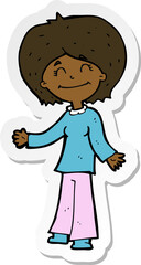 sticker of a cartoon happy woman