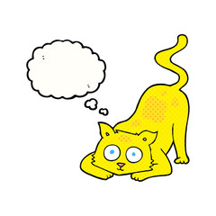 freehand drawn thought bubble cartoon cat