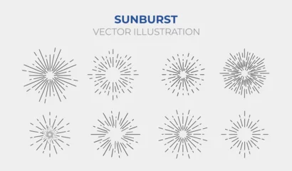 Poster Sunburst Vector illustration. Sunburst set gold style isolated on white background for logo, tag, stamp, t shirt, banner, emblem. Vector Illustration  © Andrez Maria