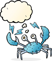 cartoon crab with thought bubble