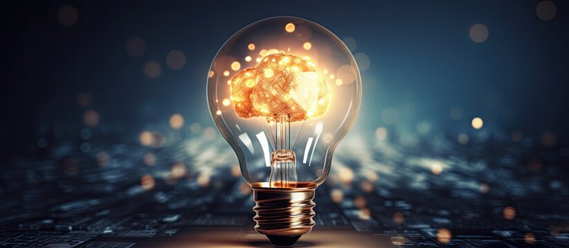 AI with light bulb concept and Global Internet connection carrying Business global internet connection application technology and digital marketing driving technology innovation Copy space imag