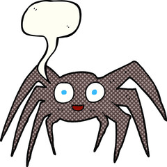 freehand drawn comic book speech bubble cartoon spider