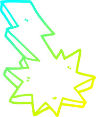 cold gradient line drawing of a cartoon lightning strike