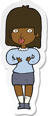 sticker of a cartoon shocked woman